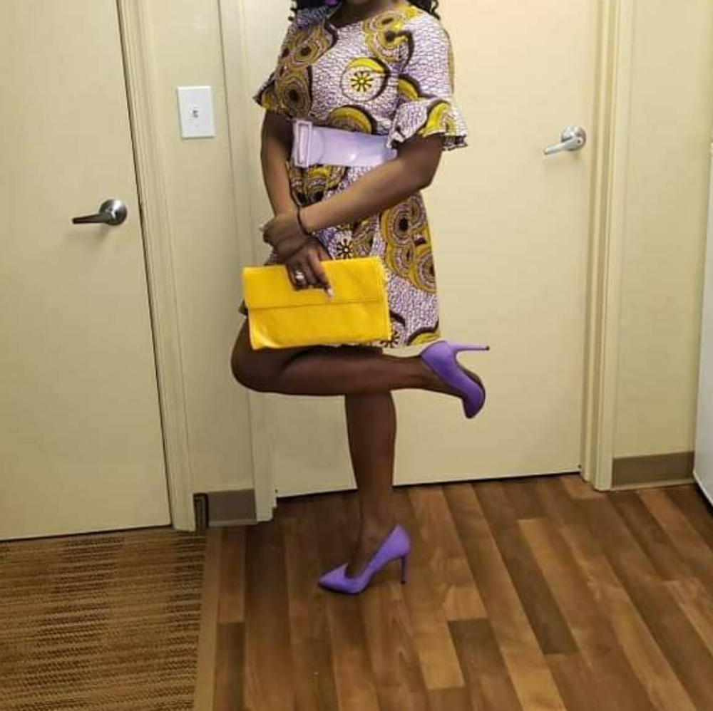 Purple ankara dress and pumps bundle